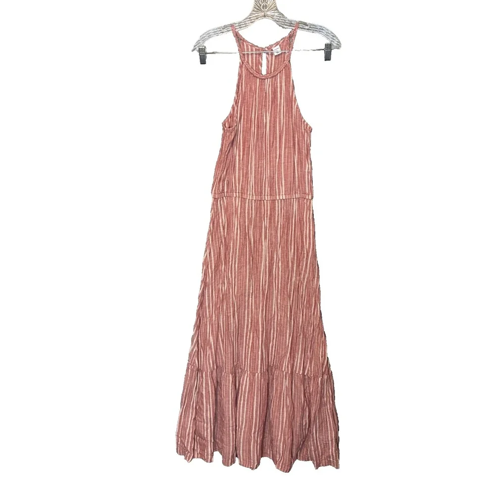 Old Navy Womens Waist Defined Braided Dobby Stripe Maxi Sundress S Boho Chic